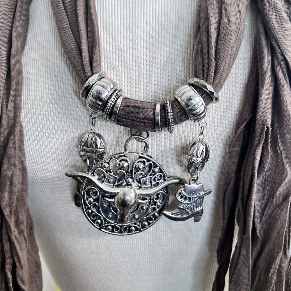 90s 2000 Vintage Brighton Scarf with Silver Accent